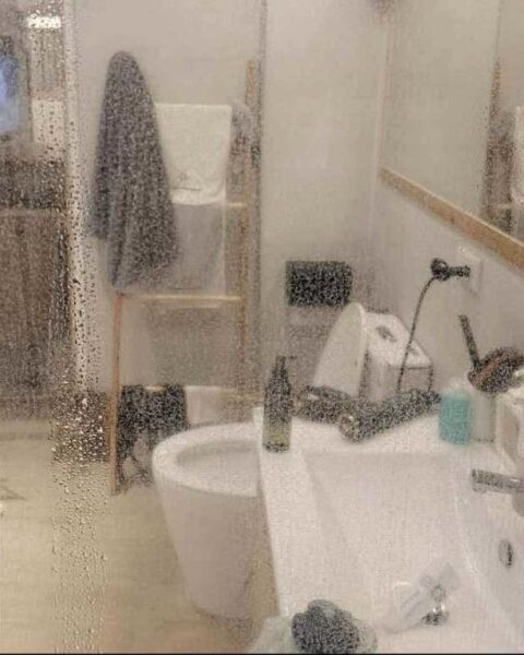 嚴重的浴室乾濕分離玻璃水垢